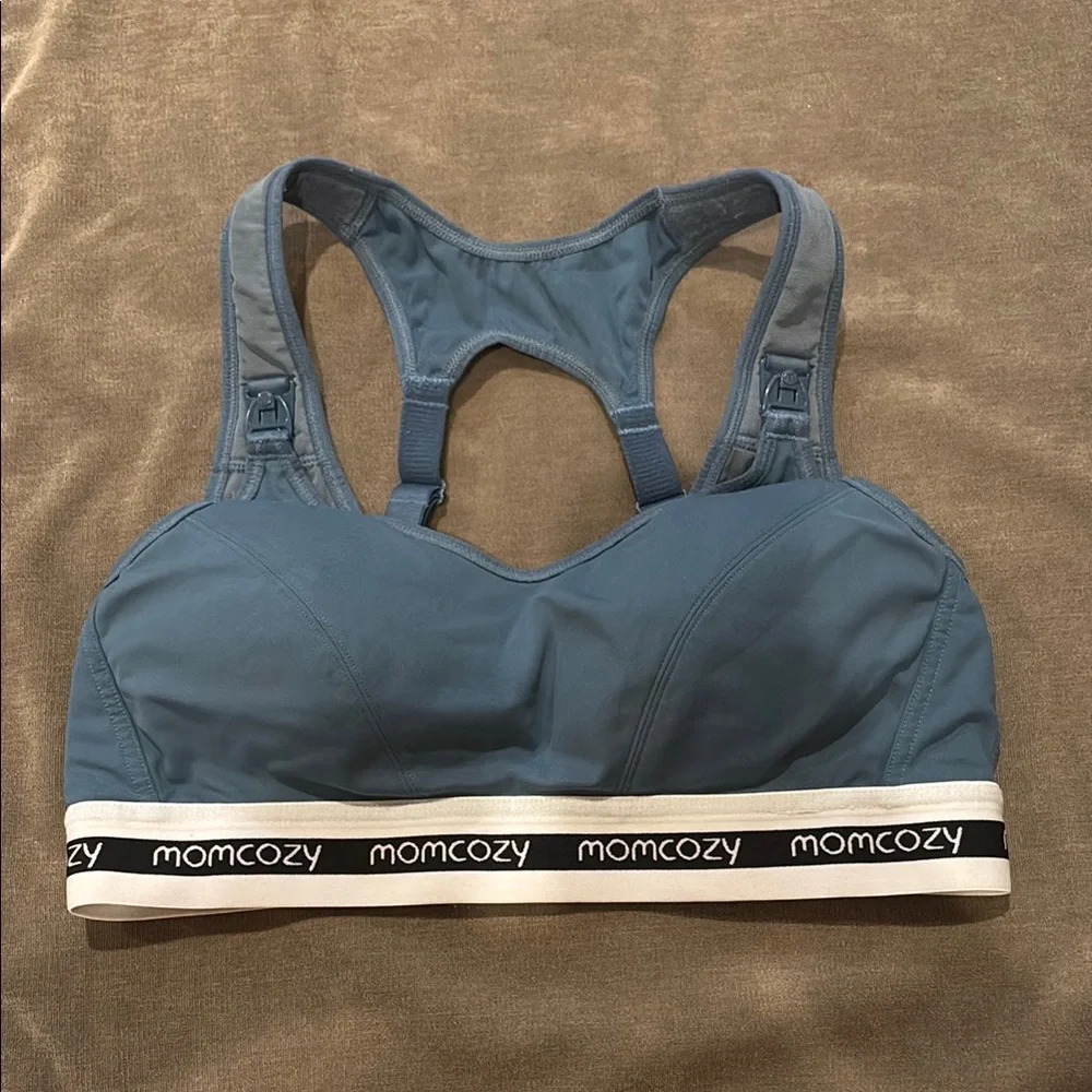 Blue and White Racerback Bra with Medium Support - Picture 2 of 5